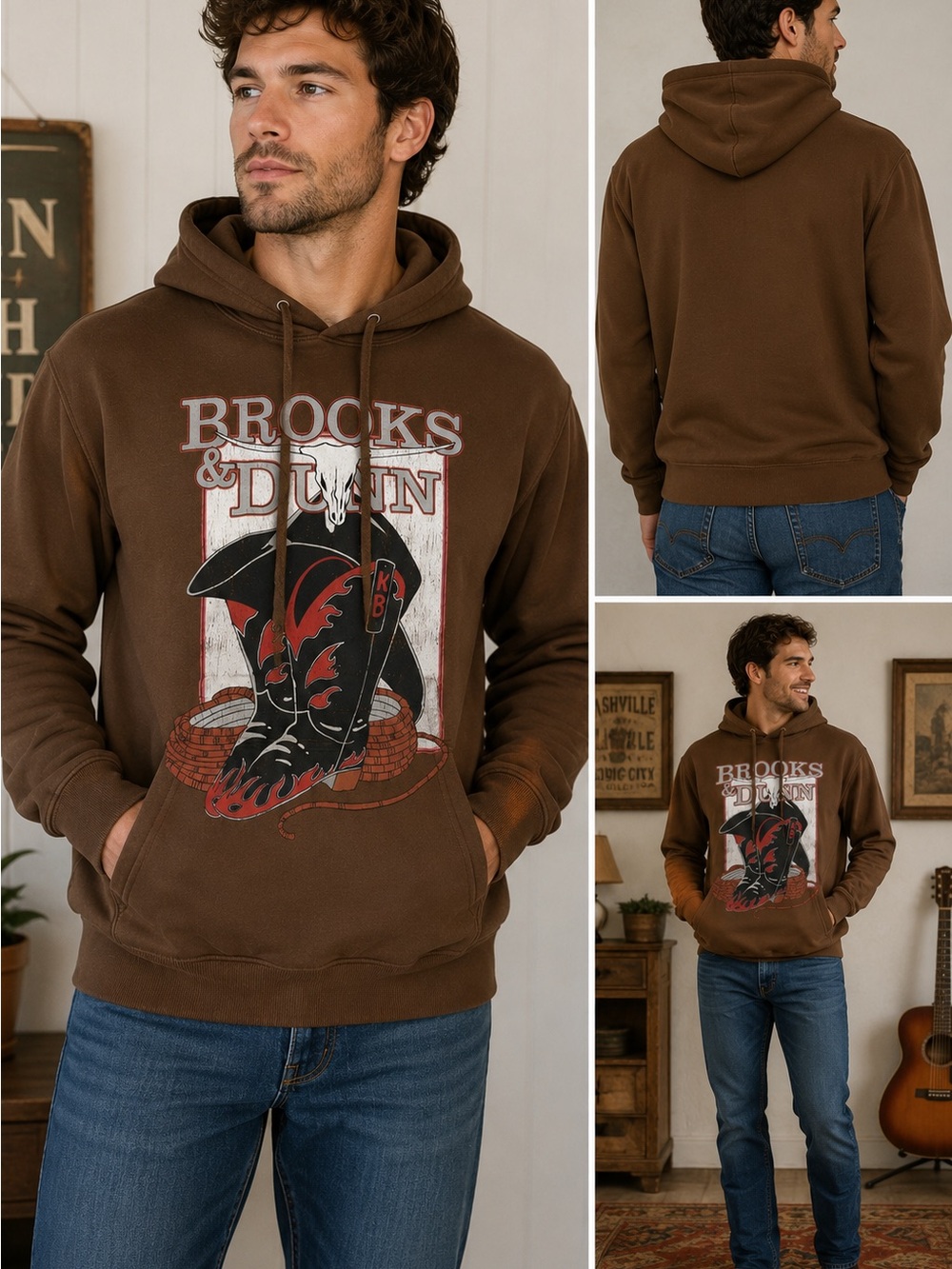 Men's Brown Graphic Hoodie